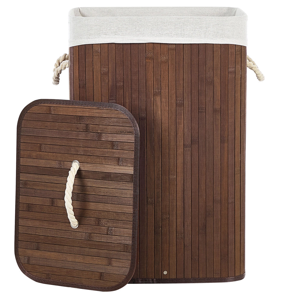 Cestino portaoggetti in bambù marrone scuro con coperchio Cestino per biancheria Accessori pratici lavanderia bucato
