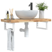 Ripiano a Parete per Lavabo in Acciaio e Massello di Acacia 3302688