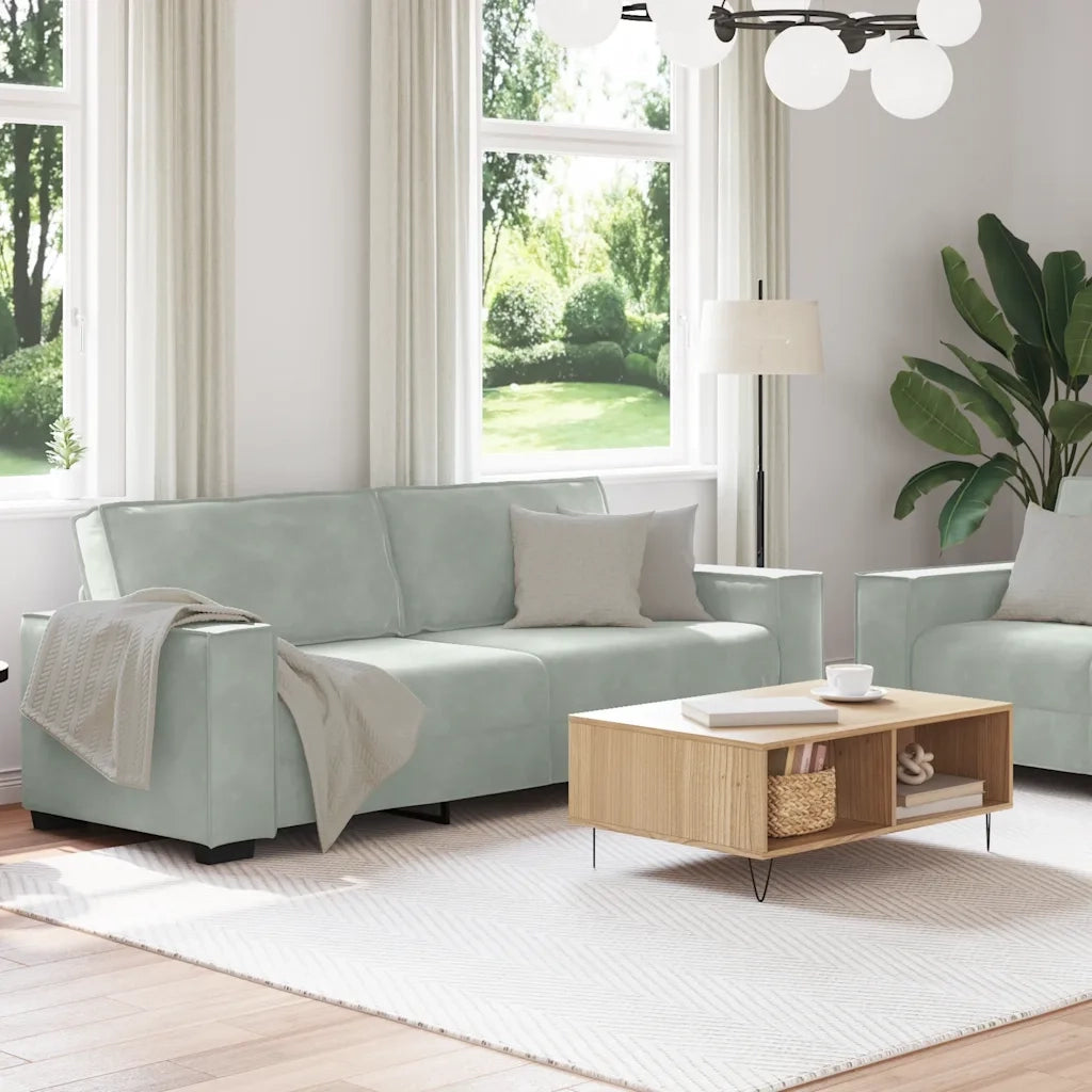 Set di Divani 2 pz con Cuscini Grigio Chiaro in Velluto 3324700