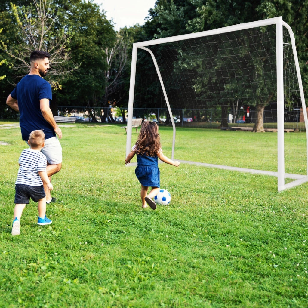 Obiettivo per calcio 245x182cm con pali di fissaggio coni da calcio, Rete da calcio e telaio in UPVC per allenamenti-Ricreazione outdoor