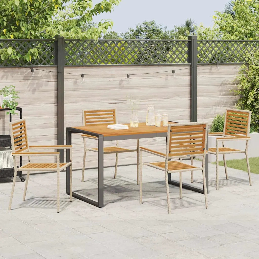 Set da Pranzo per Giardino 5 pcs Beige e Marrone polyrattan 3365474