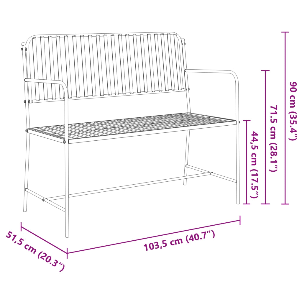 Panchina Bianco Metallo 103.5 x 51.5 x 90 cm Resistente