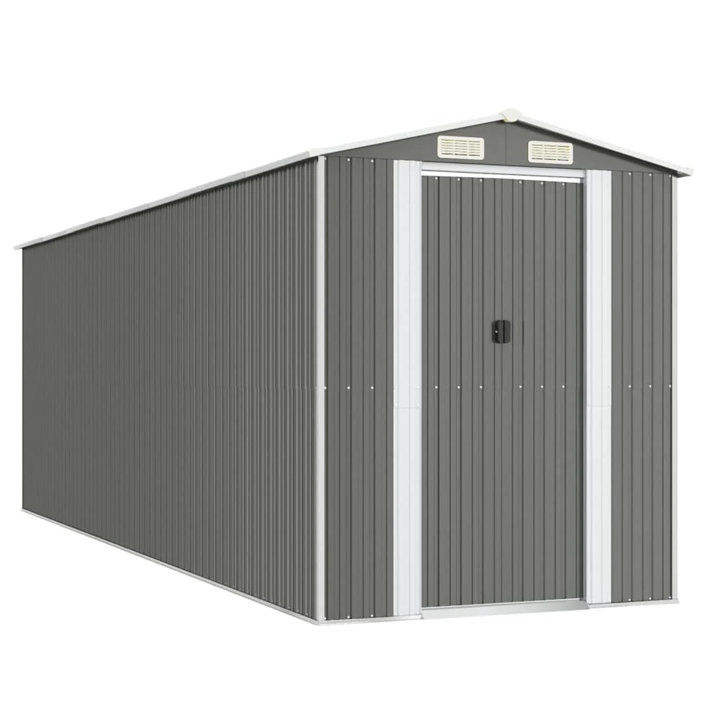 Casetta da giardino cabina ripostiglio capanno da esterno capanno per attrezzi robusta colore chiaro 192 x 606 x 223 cm acciaio zincato grigio 02_0022260