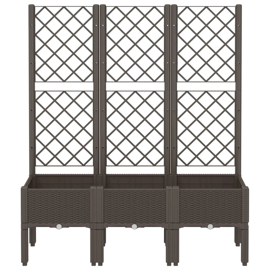 Fioriera rialzata per piante fiori terrazza giardino con traliccio 120 x 40 x 142 cm PP marrone 02_0038240