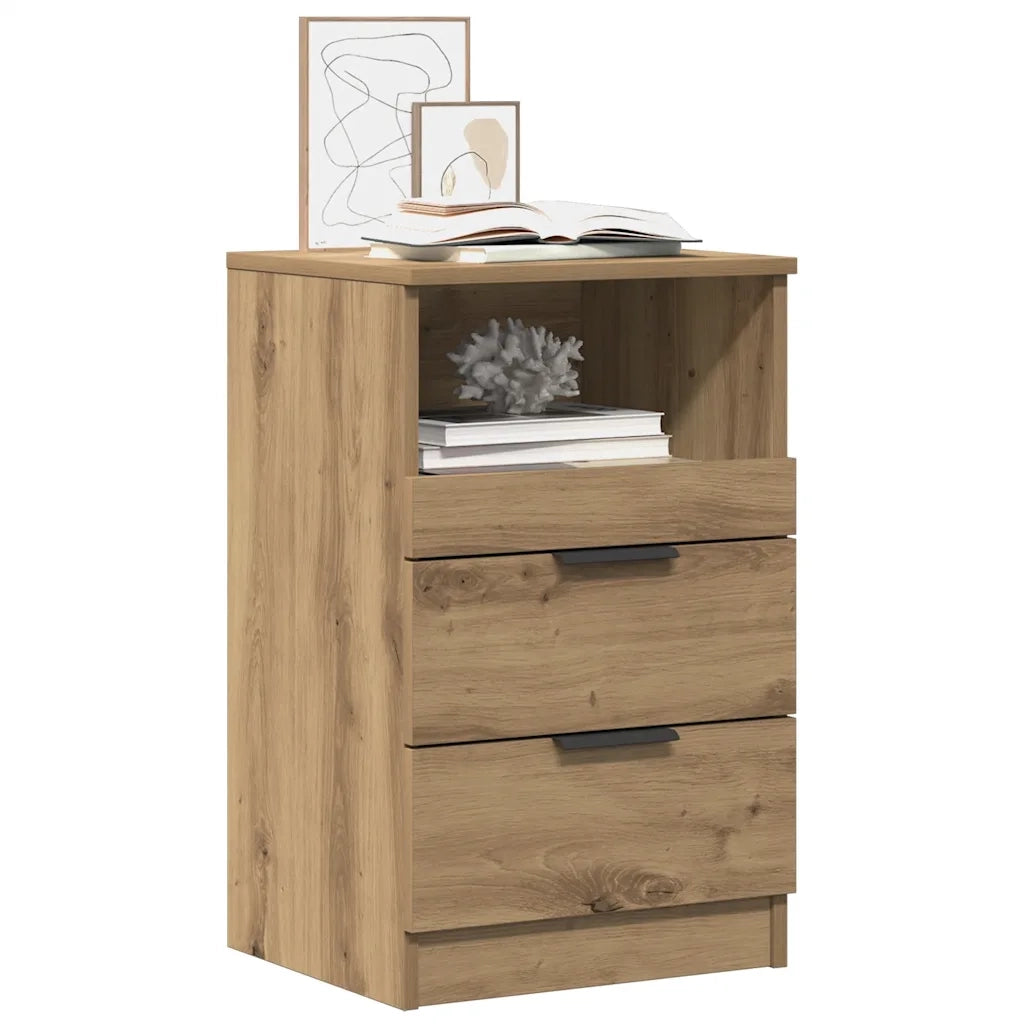 Comodino | Armadio da Notte | Mobiletto da notte Rovere Artigianale 40x36x65 cm in Legno Multistrato