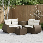 Set di divani 6 pz Marrone e Bianco Crema 3447508