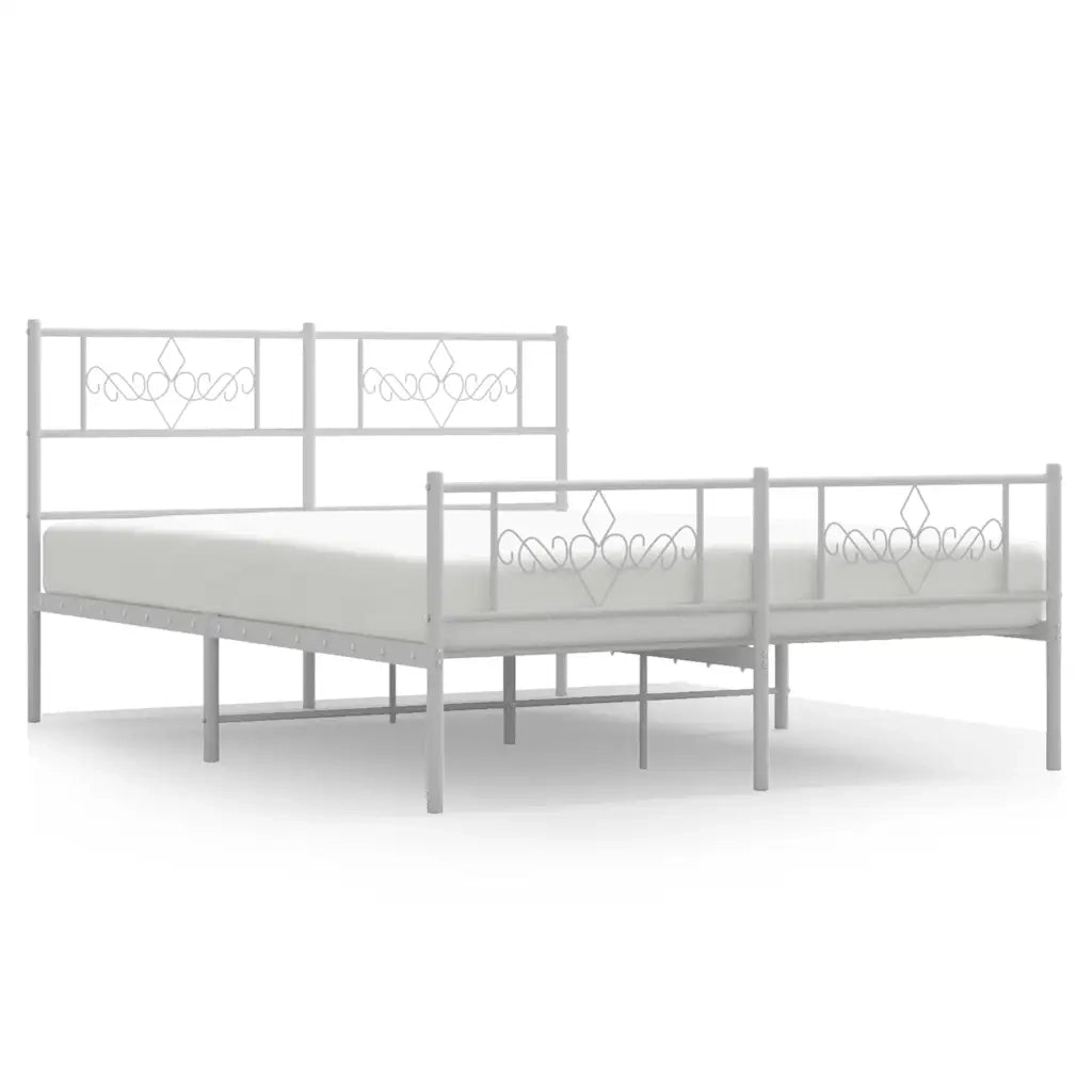 Giroletto con Testiera e Pediera-Struttura Letto Metallo Bianco 140x190 cm 718113