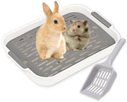 Toilet per coniglio, Toilet per coniglio con cucchiaio, Toilet per coniglio, Toilet per piccoli gatti, Asciugamano per toilet per piccoli animali, conigli, cavie (bianco piccolo con cucchiaio)