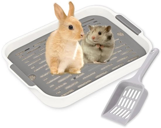 Toilet per coniglio, Toilet per coniglio con cucchiaio, Toilet per coniglio, Toilet per piccoli gatti, Asciugamano per toilet per piccoli animali, conigli, cavie (bianco piccolo con cucchiaio)