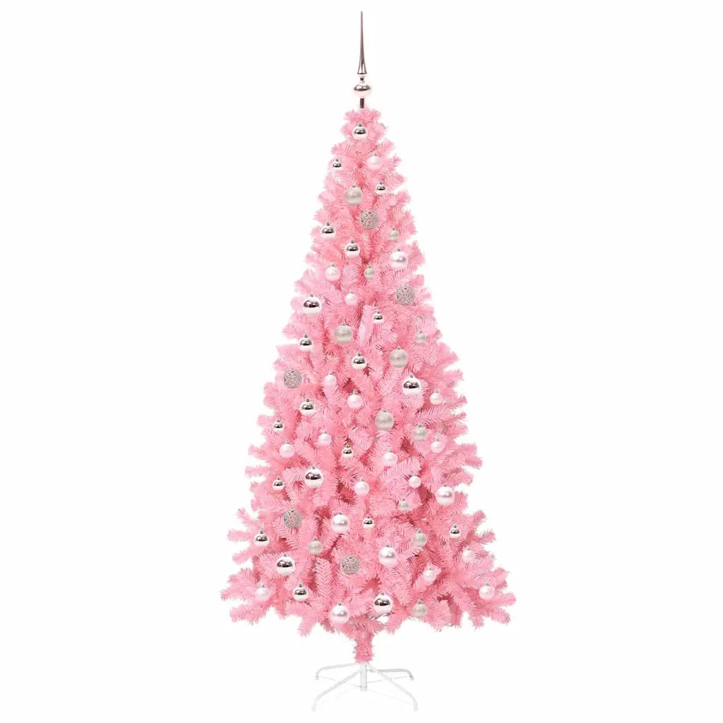 Albero di Natale con 300 LED con supporto Rosa 210 cm PVC