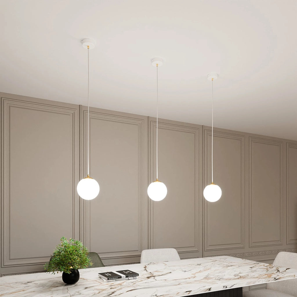 Lampada a sospensione Royal in acciaio bianco opaco e oro