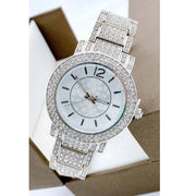 Trade Shop - Orologio Da Polso Sousou 6422 Analogico Quarzo Brillantini Silver Fondo Bianco -