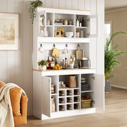 Credenza cucina con vetrine, portabottiglie e ganci 175 cm