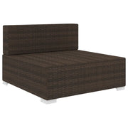 Seduta Centrale Modulare con Cuscini in Polyrattan Marrone