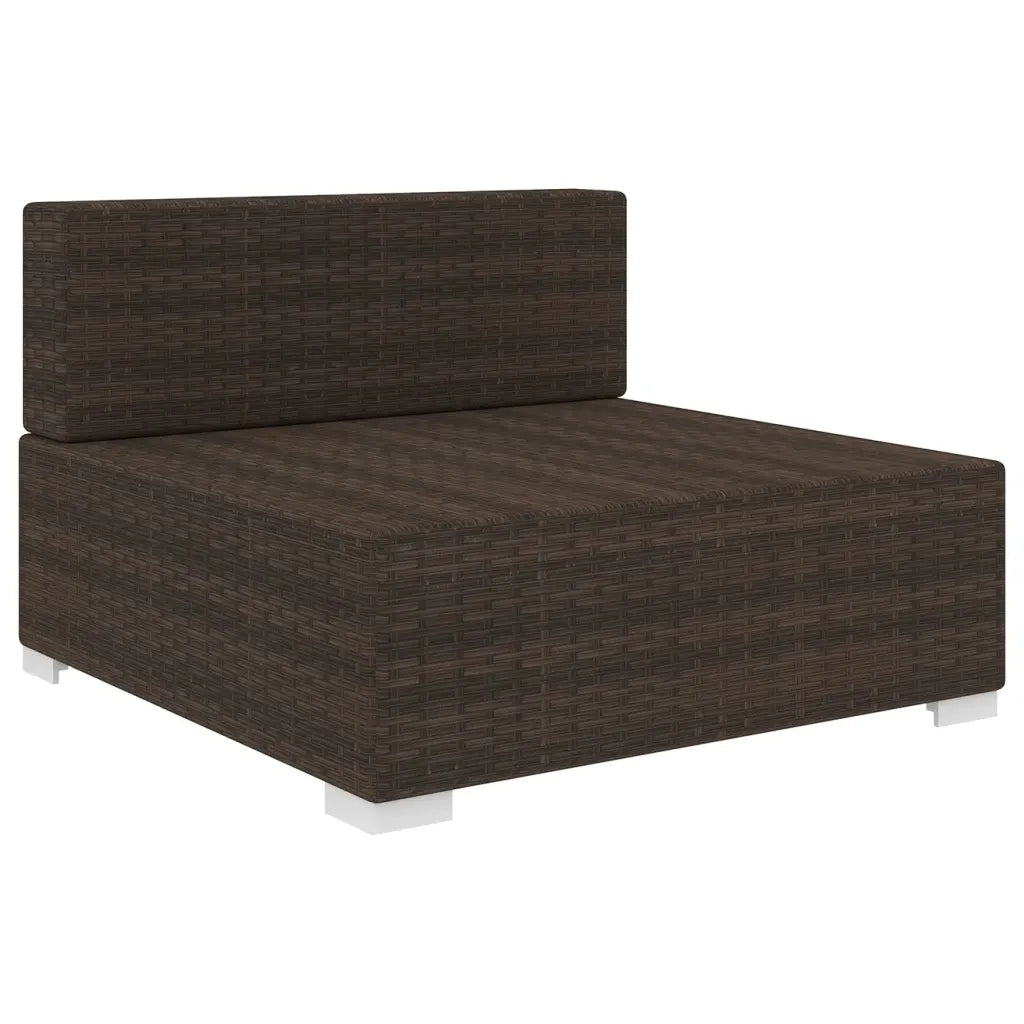 Seduta Centrale Modulare con Cuscini in Polyrattan Marrone
