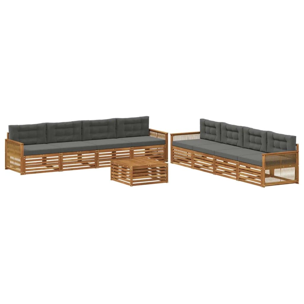 Set di divani da esterno con cuscino 9 pcs Naturale e Antracite 3383180