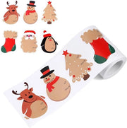 Sticker per Natale 200 pezzi | Piastrelle di Rame | Autoadesivi | Albero di Natale con Neve | Etichette per Nome di Natale | Regali | 6 modelli