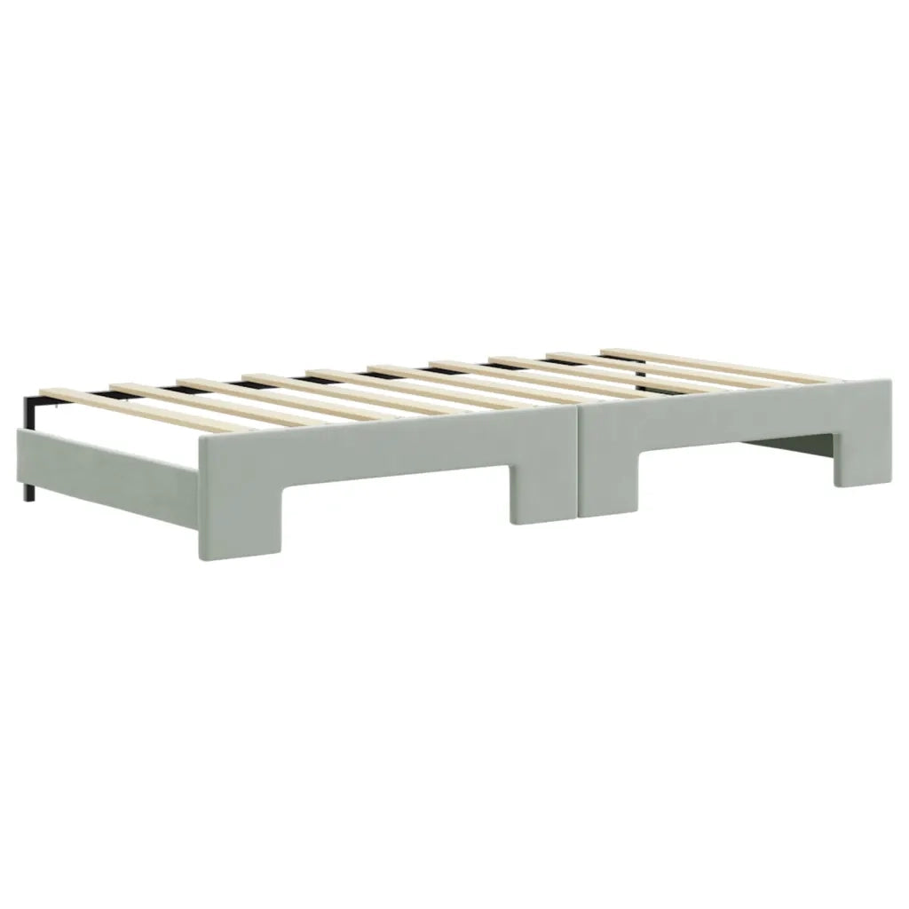 Divano Letto con Letto Estraibile Grigio Chiaro 90x190 Velluto 3196942