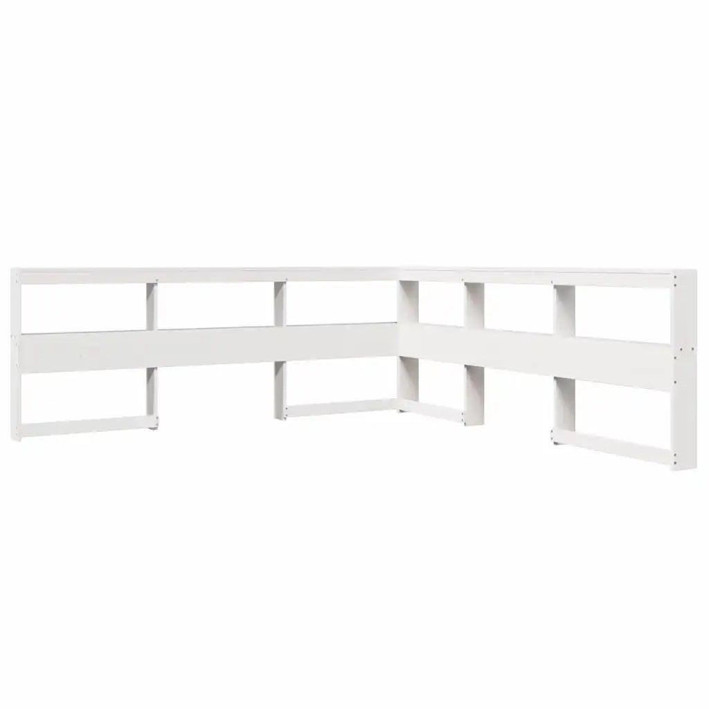 Letto Libreria senza Materasso-Struttura Letto con contenitore Bianco 200x200 cm Legno di Pino 500892