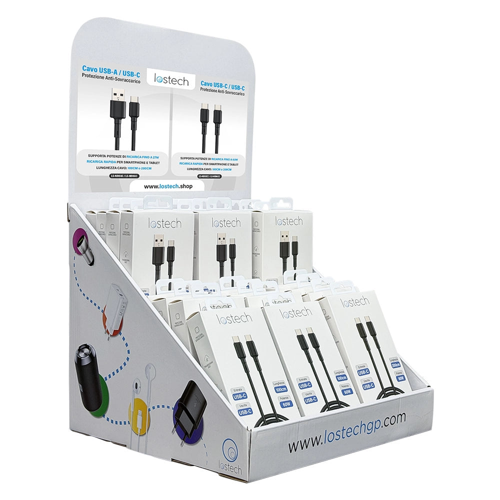 ESPOSITORE DA BANCO PER CAVI USB 48 pz - completo  - LOSTECH