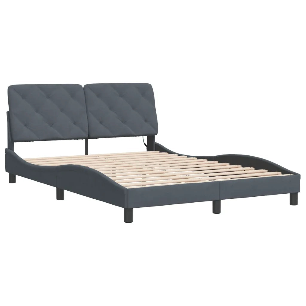 Giroletto con LED senza Materasso-Struttura Letto Grigio Scuro 120x200 cm in Velluto