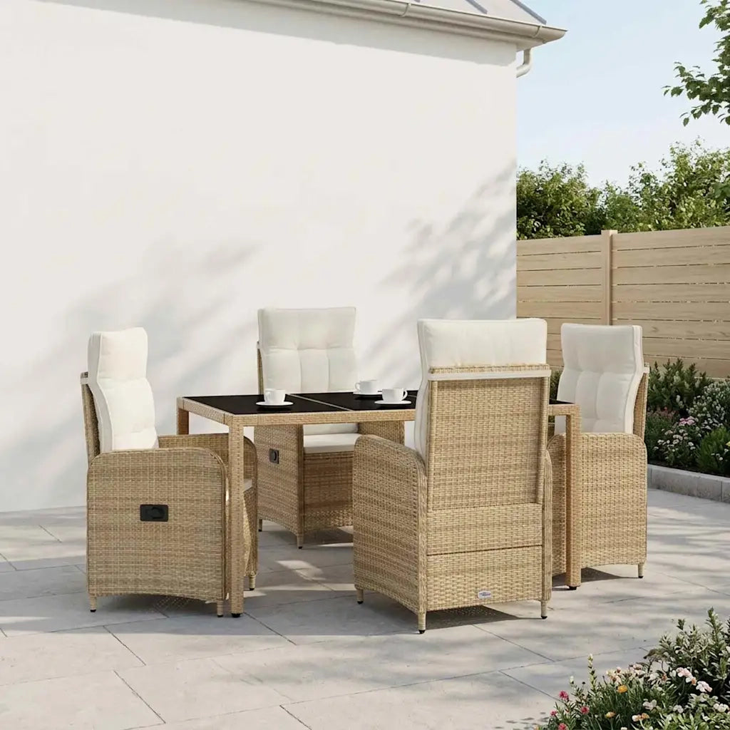 Set da pranzo per esterni 5 pz Beige e Bianco Crema polyrattan 3422340