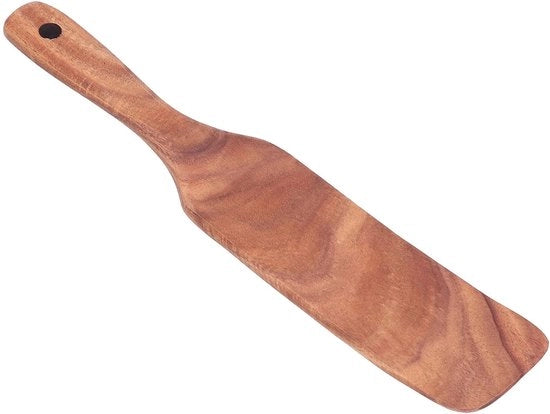 Spatola in Legno 35 x 6 cm - Cucina in Teak - Accessori Cucina per Bistecca/Pizza/Salad - Resistente al Calore - Manufatto Artigianale - Ideale come Regalo