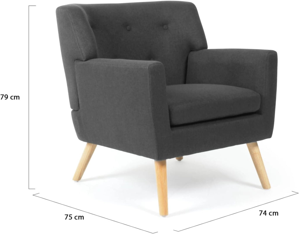 Poltrona scandinava in tessuto grigio antracite LIV