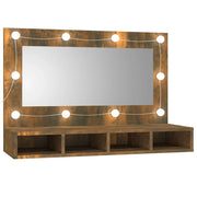 Mobile a Specchio | Armadio da bagno con LED Rovere Fumo 90x31,5x62 cm
