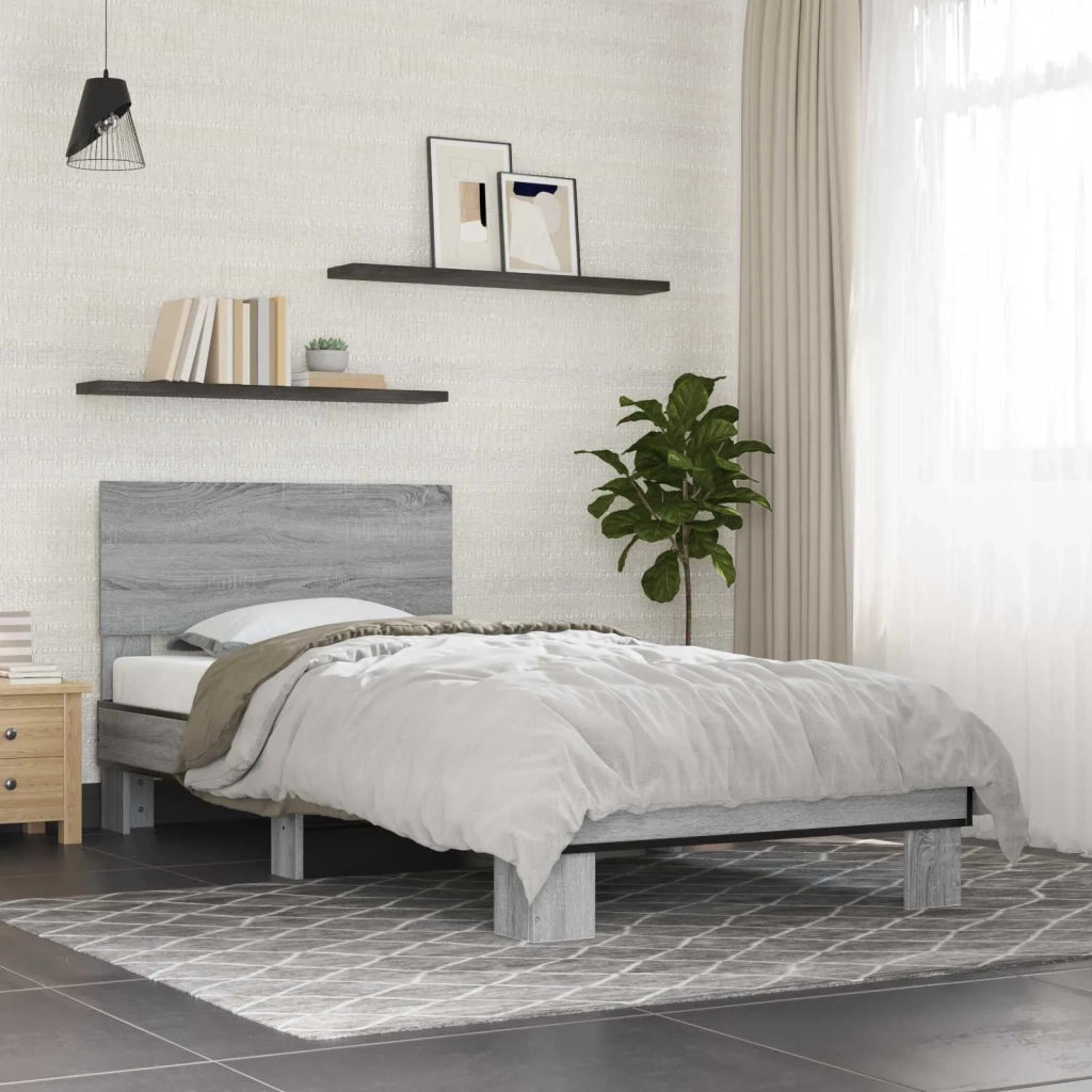 Struttura letto con testata Sonoma grigio 80 x 200 cm