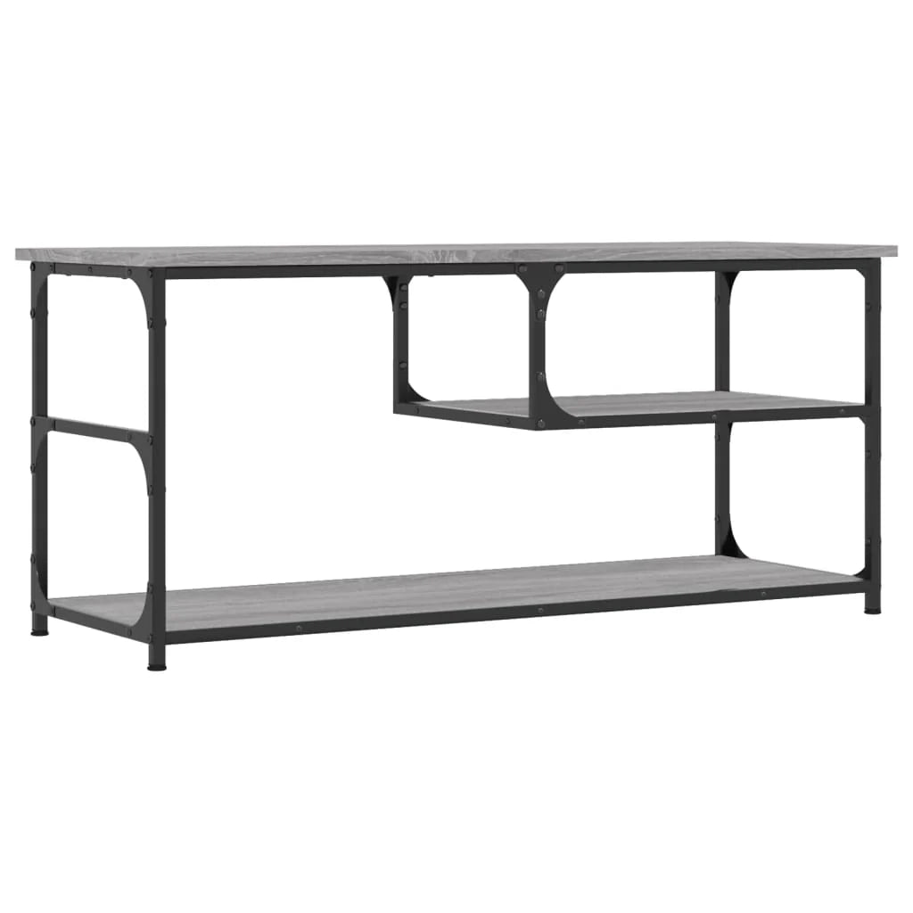 Mobile TV multimediale mensola per TV credenza per TV sala da pranzo soggiorno camera da letto Sonoma 103 x 38 x 46,5 cm legno ingegnerizzato e acciaio grigio 02_0028371