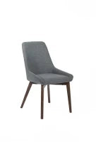 E-STYLO Sedia da pranzo in tessuto grigio scuro con gambe e struttura in massello di noce, 62cm X 49.5cm H. 87cm.