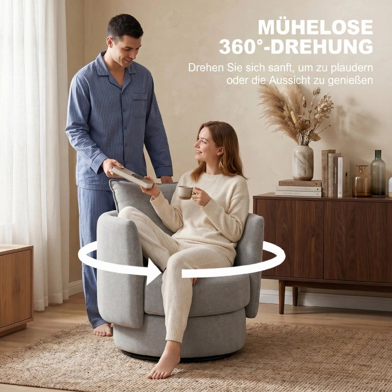 POLTRONA Girevole 360° in Poliestere Grigio Chiaro
