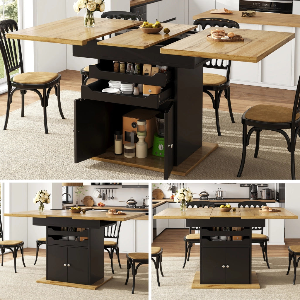 Tavolo da Pranzo Allungabile con Cassetti e Vano ¨C MINIMAL ¨C 110-140x80 cm, Salvaspazio, 4-6 Persone