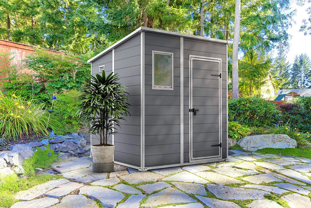 Casetta da Giardino Porta Attrezzi 183,5x185x200 cmin Resina Effetto Legno Keter Manor Pent 6x6 Grigia