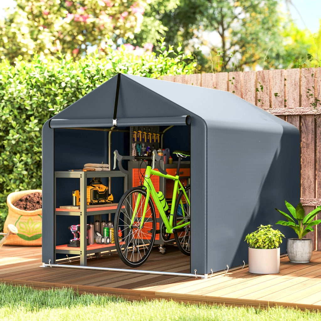 Tenda Garage Impermeabile ¨C zephmum ¨C Grigio, Acciaio Zincato, 162x221.5x163 cm