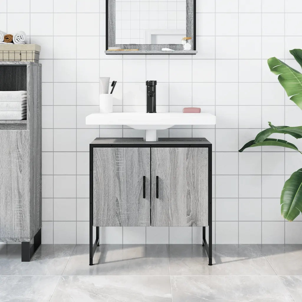 Mobile Lavabo Bagno Grigio Sonoma 60x33x60 cm Legno Multistrato 842459