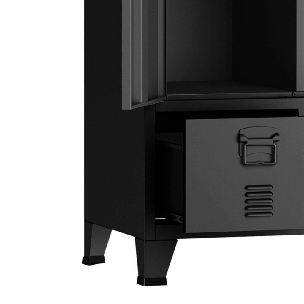 Armadio Hankasalmi per Guardaroba con Cassetti 180 x 90 x 40 cm Acciaio Nero [en.casa]