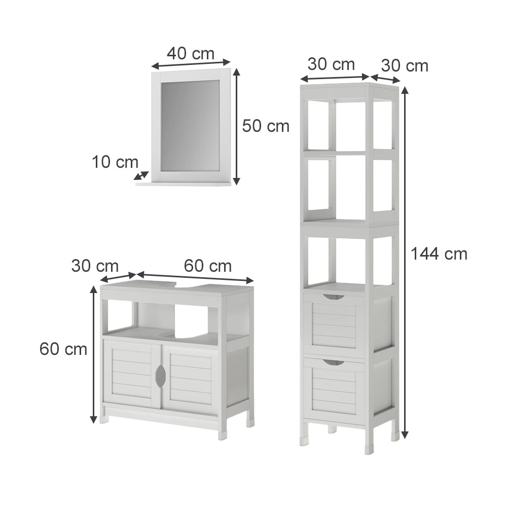 Vicco Set di mobili da bagno Bianco 3 parti