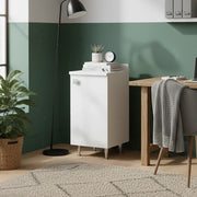 Mobiletto con Alzatina Bianco | Mobile Multiuso con Piedini in Metallo e Ripiano Regolabile | Già Assemblato per Bagno, Lavanderia, Cucina e Ingresso