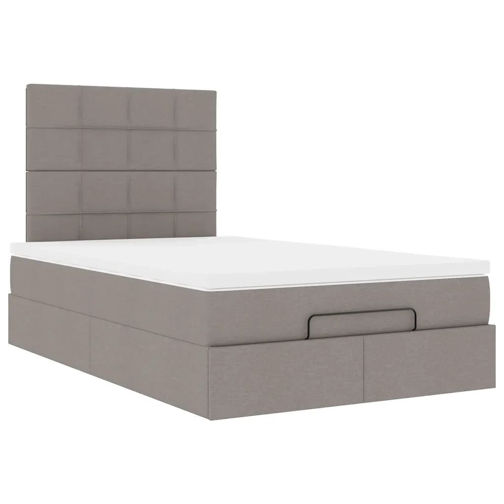 vidaXL Struttura Letto Pouf con Materasso Tortora 120x200cm in Tessuto