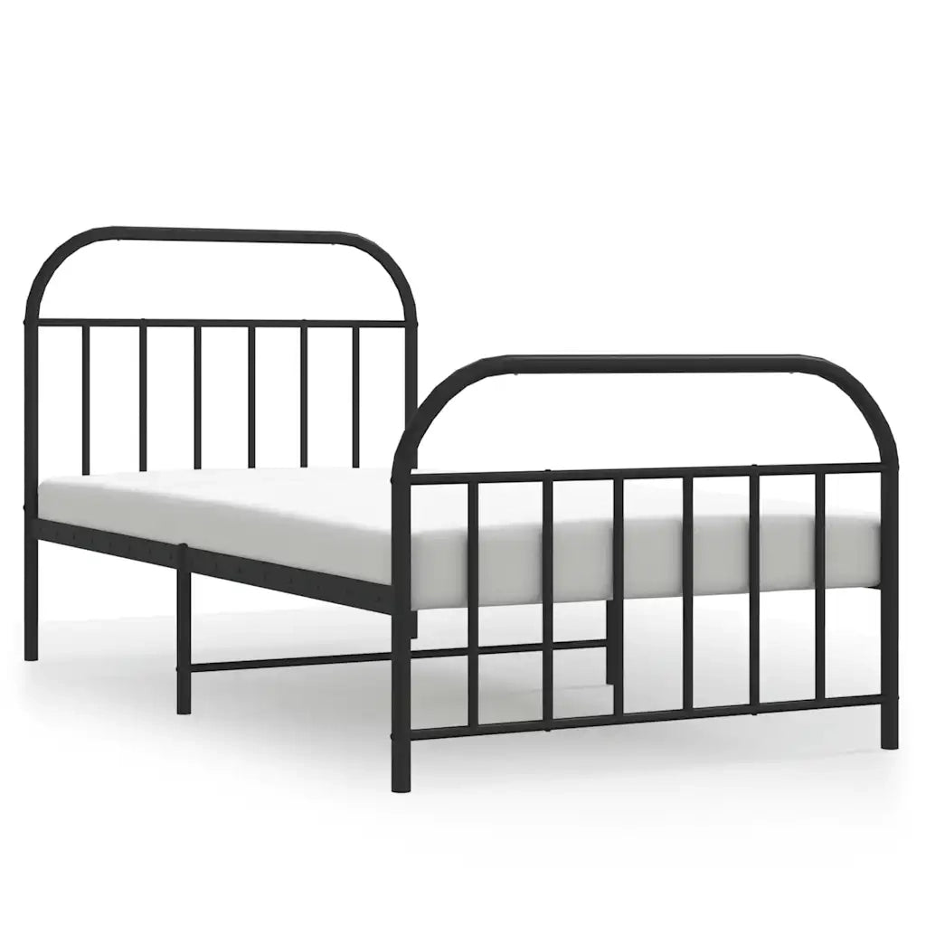 Giroletto con Testiera e Pediera Metallo Nero 100x190 cm 353647