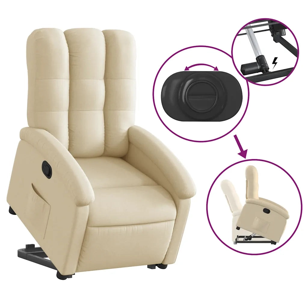 Poltrona Alzapersona Reclinabile Crema in Tessuto 3204101