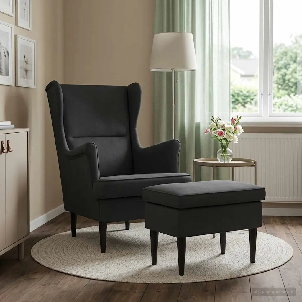 Poltrona con Ottomano 2 pz Nero Velluto 3418819