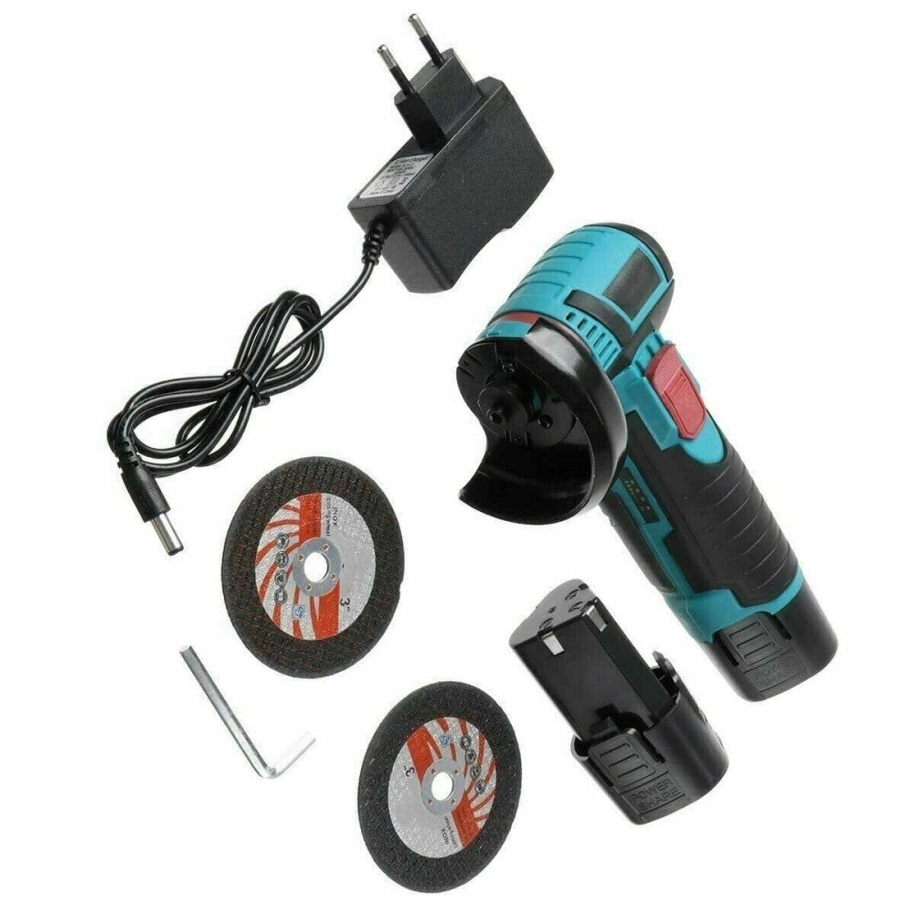 Trade Shop - Mini Flex Smerigliatrice A Doppia Batteria Litio 12v 1.5ah 76mm 19500rpm -
