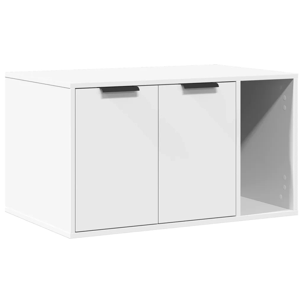 Recinto per Lettiera per Gatti Bianco 80x50x45 cm in Truciolato