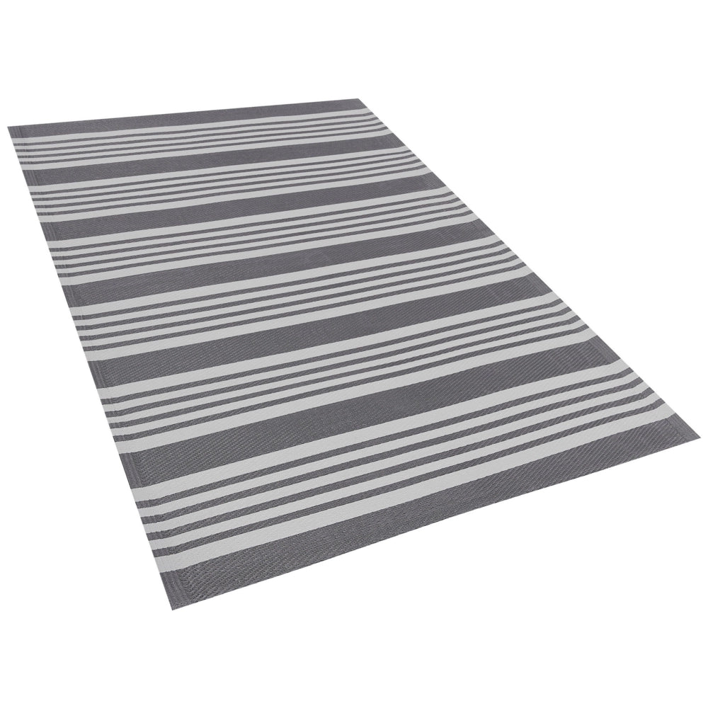 Tappeto per esterno grigio opaco sintetico 120 x 180 cm motivo a righe moderno