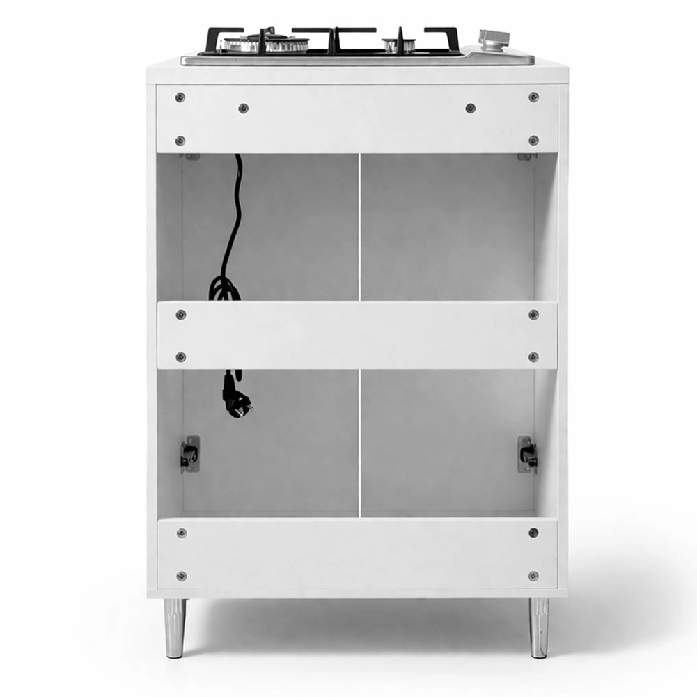 Cucina Completa 60x40x85cm Bianco Piano Cottura 2 Fuochi con Piastre in Ghisa
