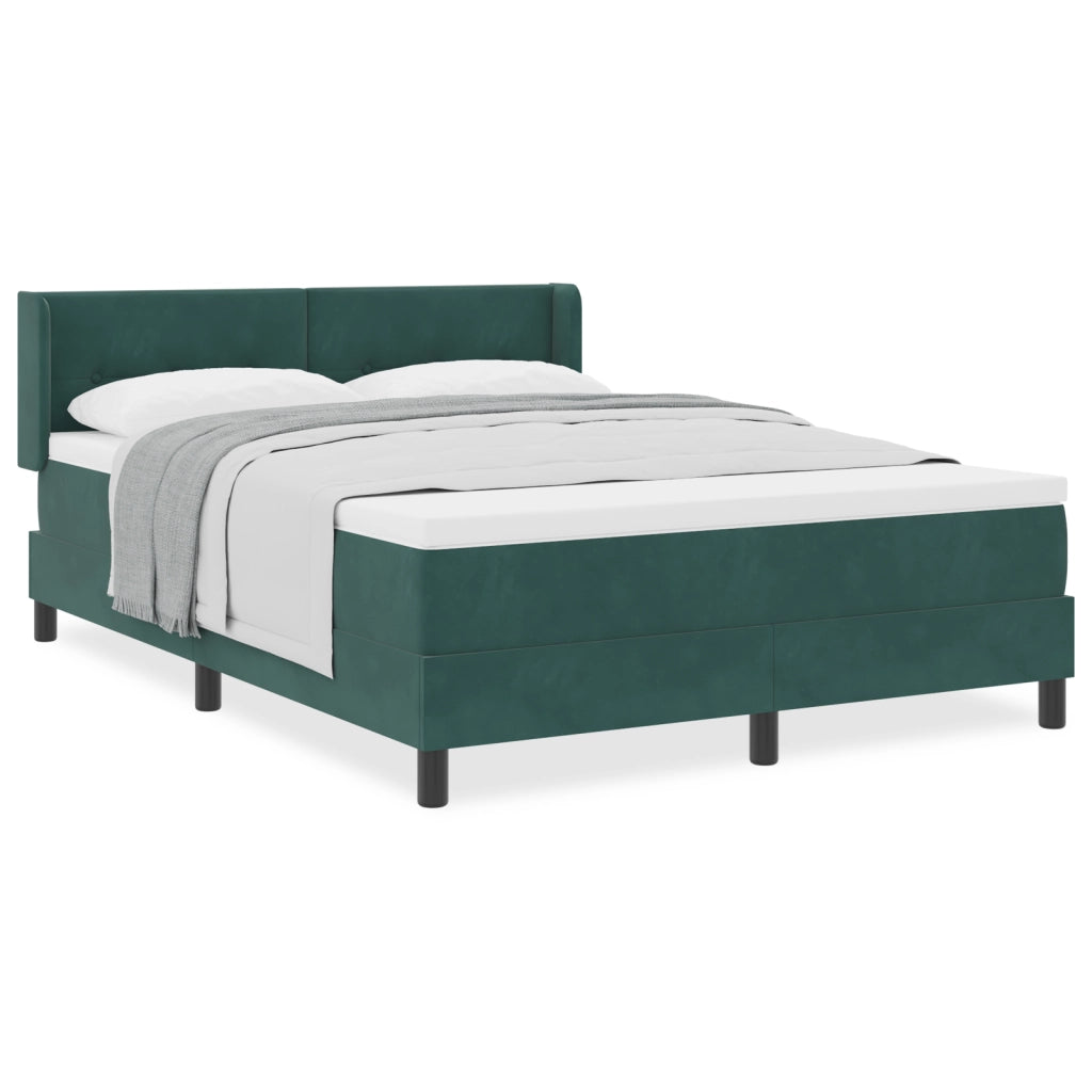Letto Box Spring con Materasso Verde Scuro 140x200 cm Velluto