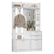 Mobile ingresso con 2 cassetti; specchio e 2 scarpiere ribaltabili - 110×34×185 cm